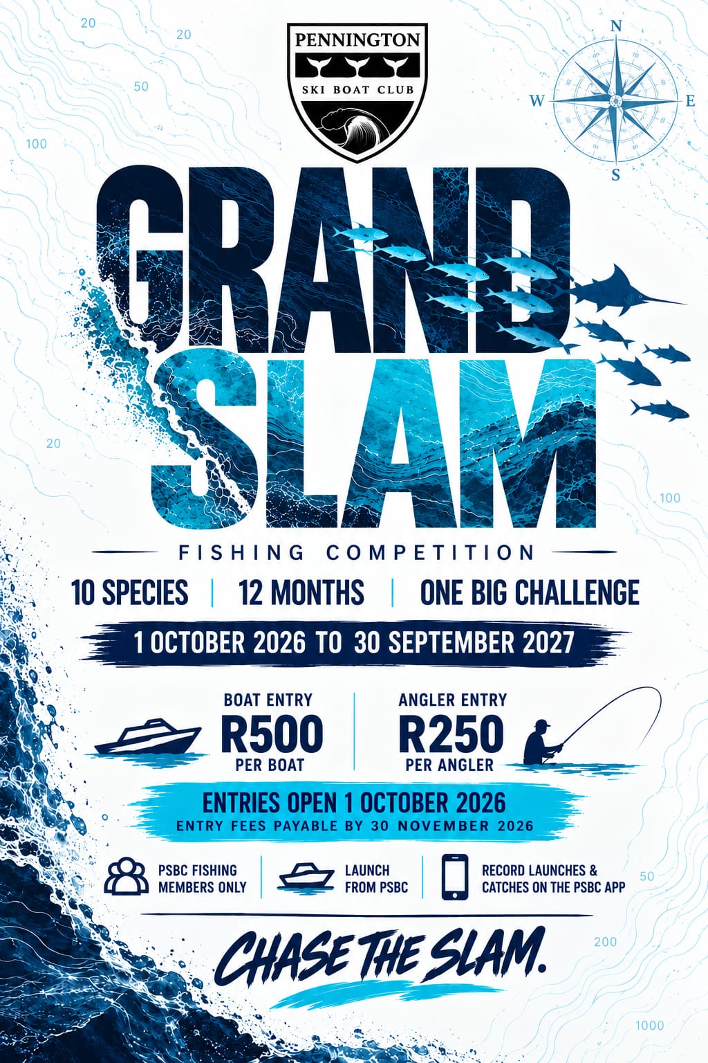 Pennington Ski Boat Club Grand Slam Fishing Competition, 1 October 2026 to 30 September 2027
