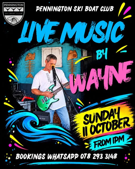 Pennington Ski Boat Club Live Music by Wayne, Sunday 11 October 2026, from 1pm